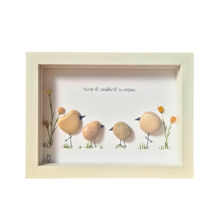 תמונה מאבנים, תמונה מחלוקי נחל, אומנות מאבנים, מתנה בעבודת יד מקורית, מתנה למשפחה מקורית